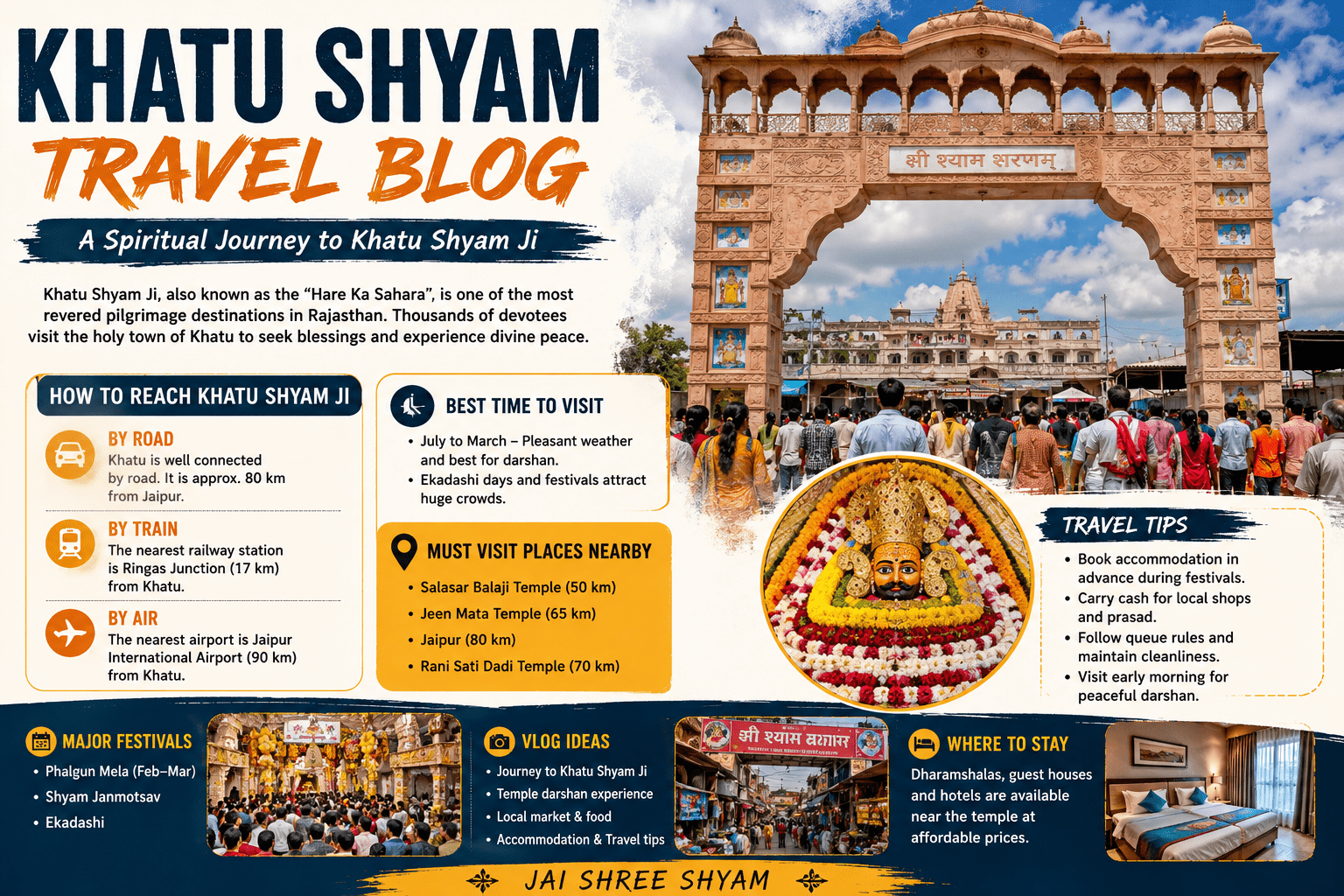 Khatu Shyam Ji Travel Guide 2026: Complete Darshan, Timings, Route & Travel Tips