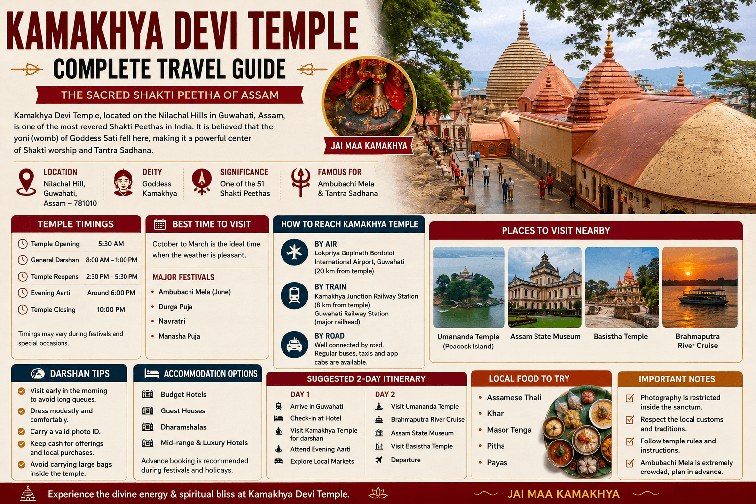 Kamakhya Devi Temple Travel Guide 2026: Darshan Timings, Best Time to Visit & Complete Travel Plan